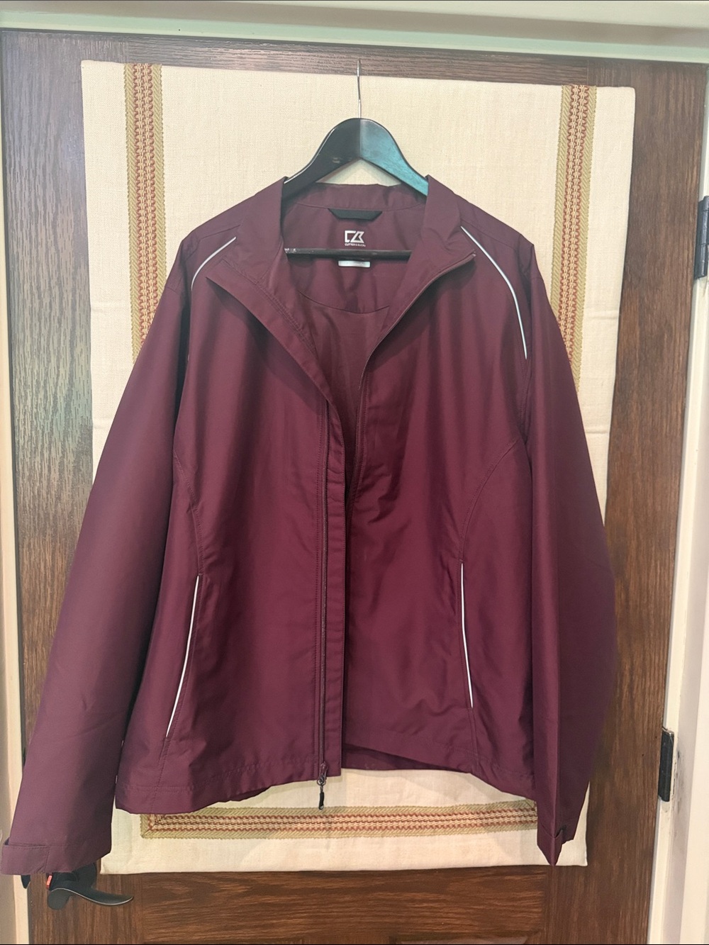 Cutter & Buck Women's Maroon Utility Jacket with White Piping